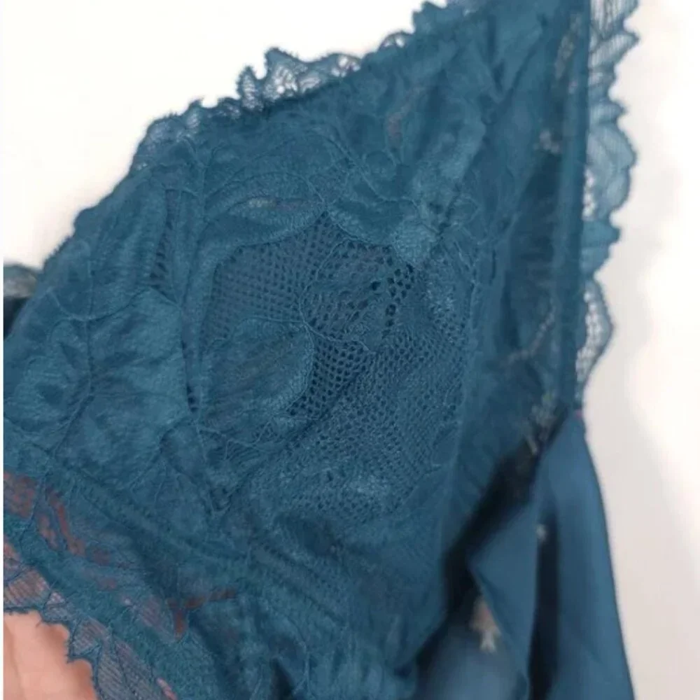 NWT Free People Gossamer Glow Midi Slip Dress Medium Deep Lagoon Combo - Picture 7 of 12